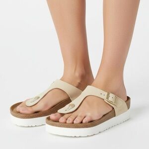 Birkenstock Papillio By Birkenstock Women's Gizeh Platform Thong Sandal Ecru 38